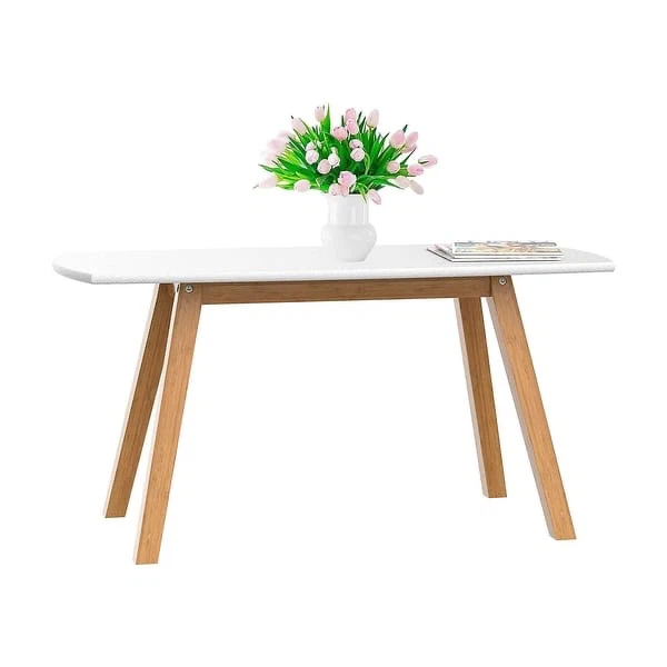 White Coffee Table with Wood Legs - photo 5
