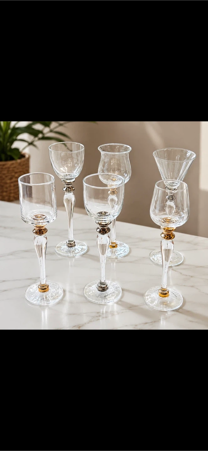 NEW   Pottery Barn Glass Metallic Cordials Glasses Set of 6 - photo 3