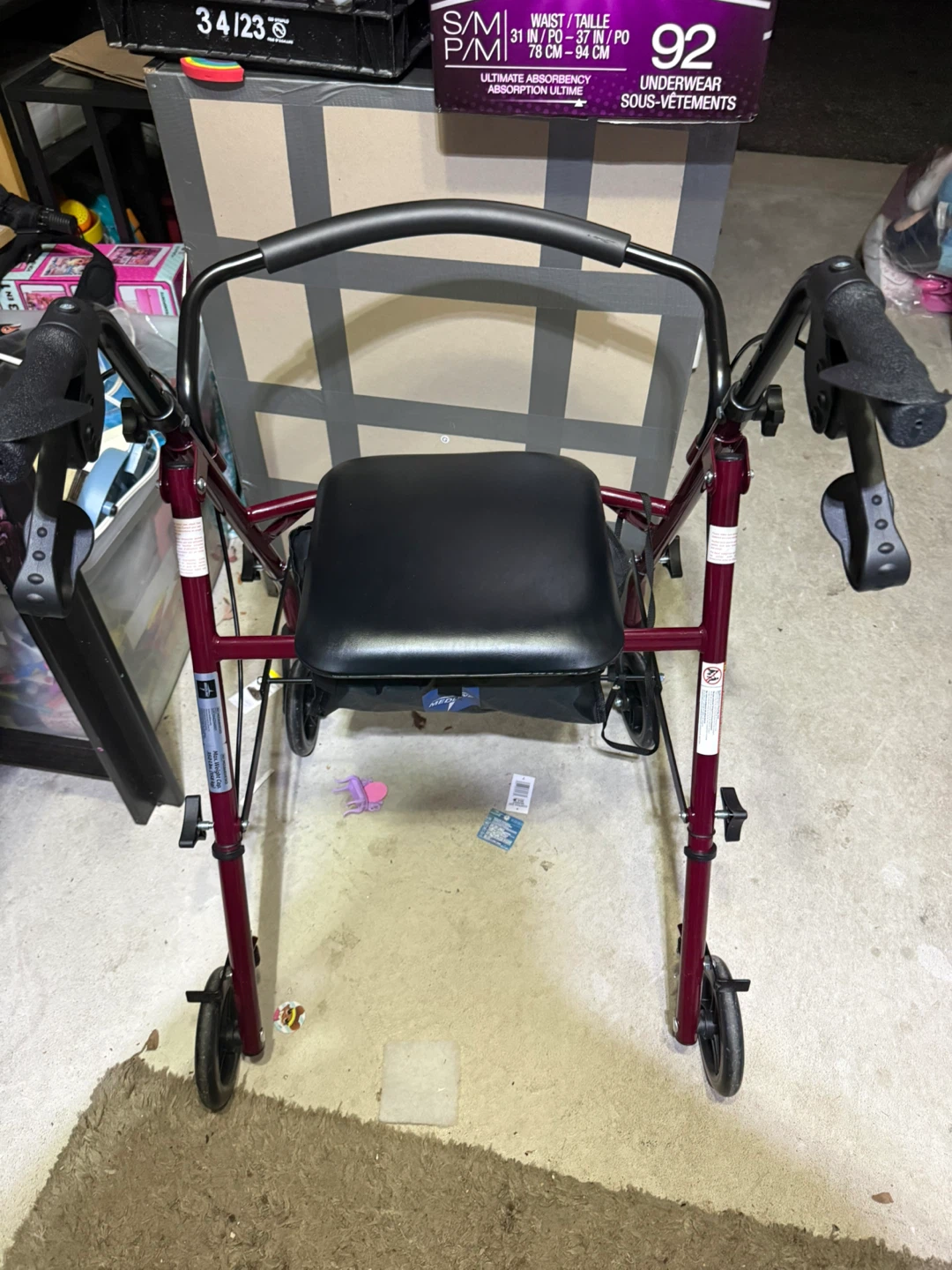 Red Medical Walker with Seat