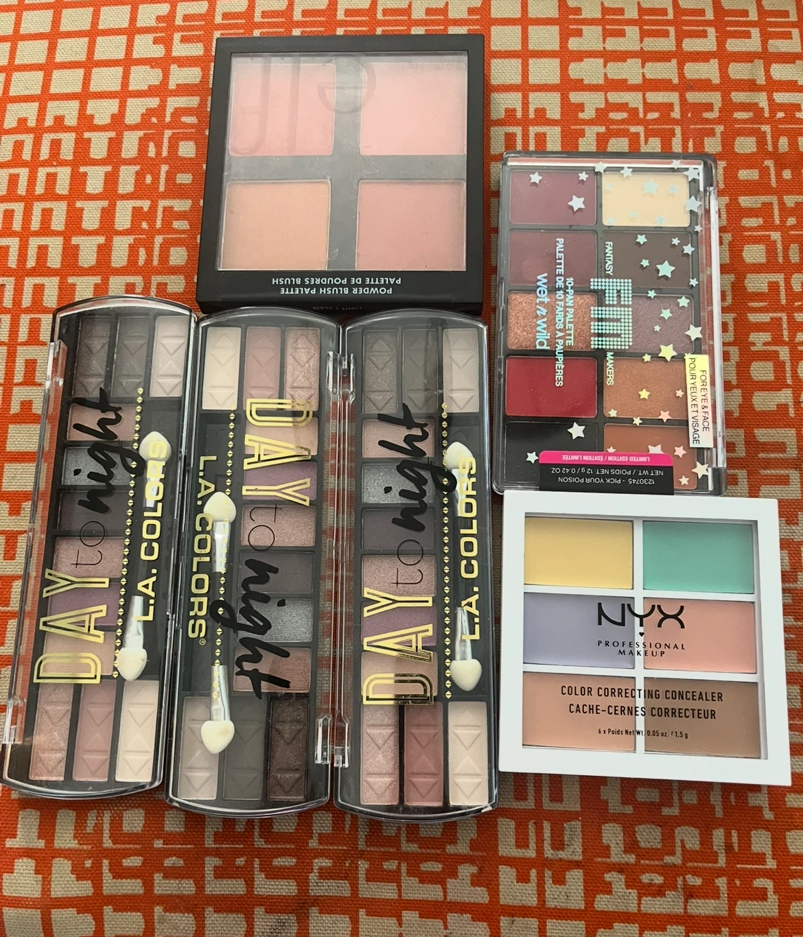 Wet n Wild, L.A. Colors, and NYX Makeup Palettes