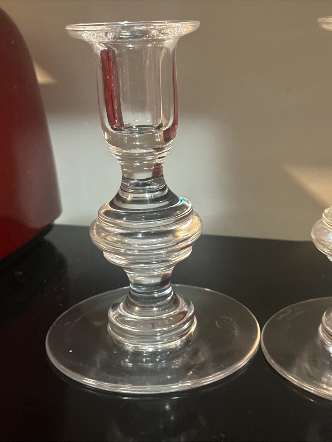 Pair Of  Val St. Lambert Crystal Candlestick holders - photo 3