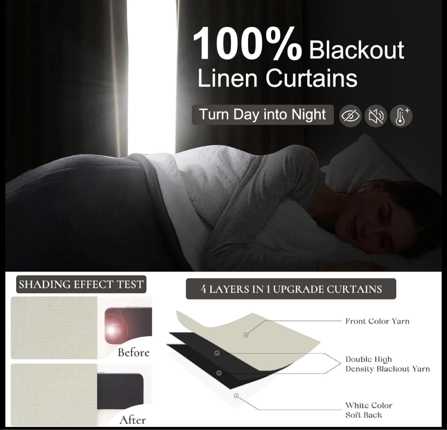 Free delivery Heavy Duty Linen Blend Blackout Curtains - photo 2