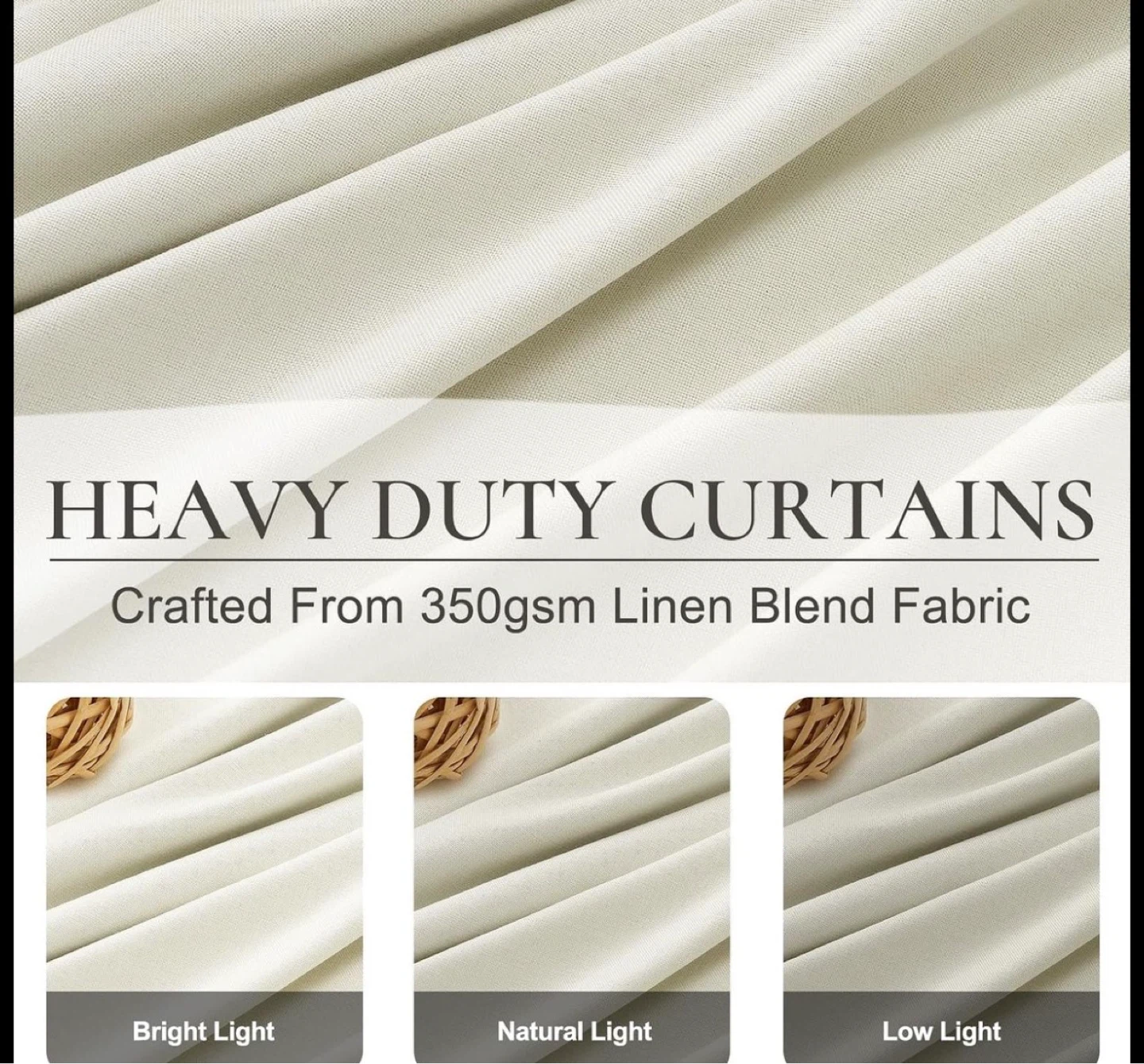 Free delivery Heavy Duty Linen Blend Blackout Curtains - photo 4