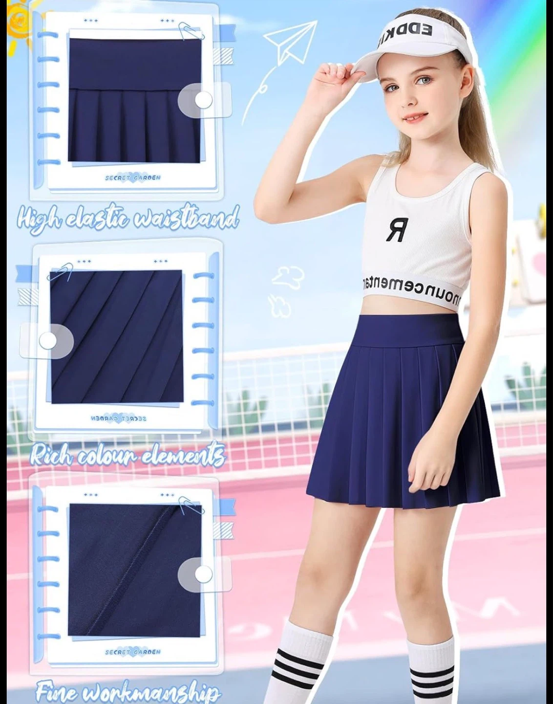 Free delivery Girls' Blue Pleated Skirt - photo 3
