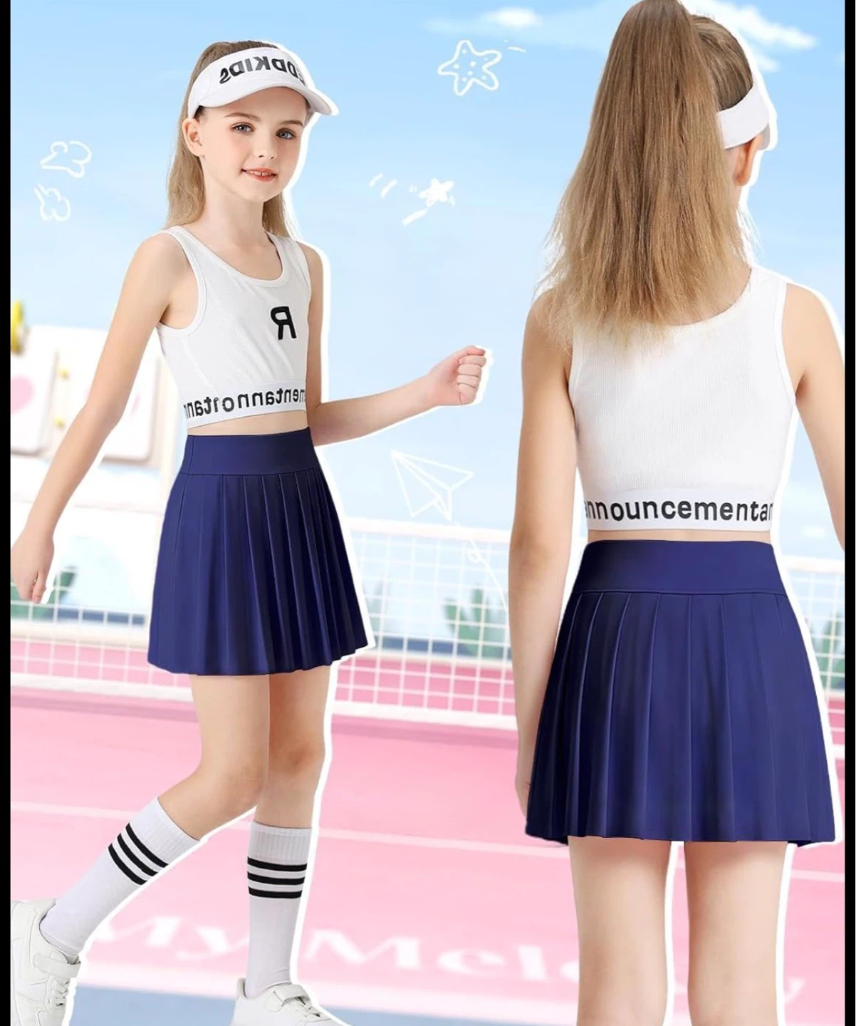 Free delivery Girls' Blue Pleated Skirt - photo 2