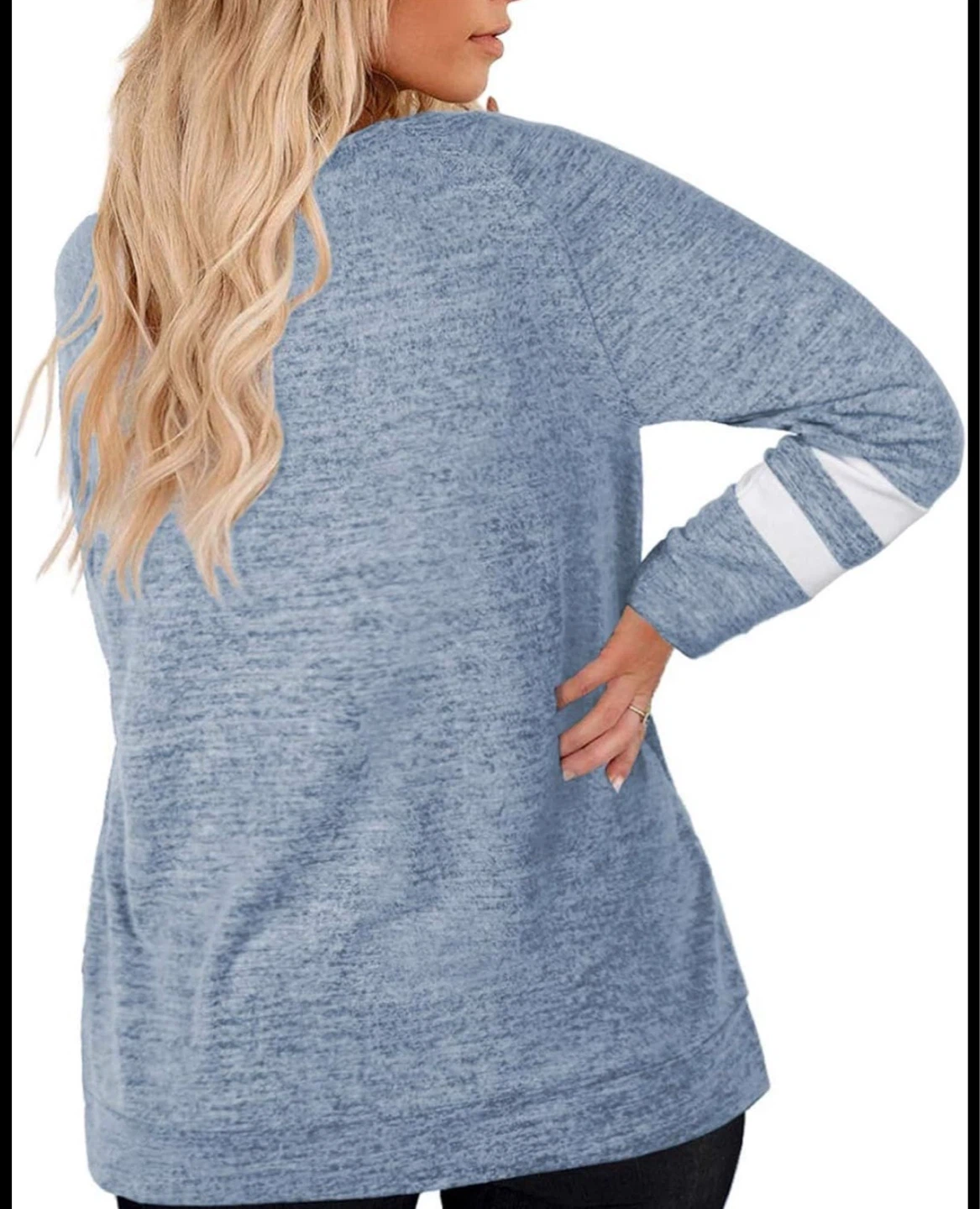 Free delivery Blue Long Sleeve T-Shirt with Stripes - photo 3