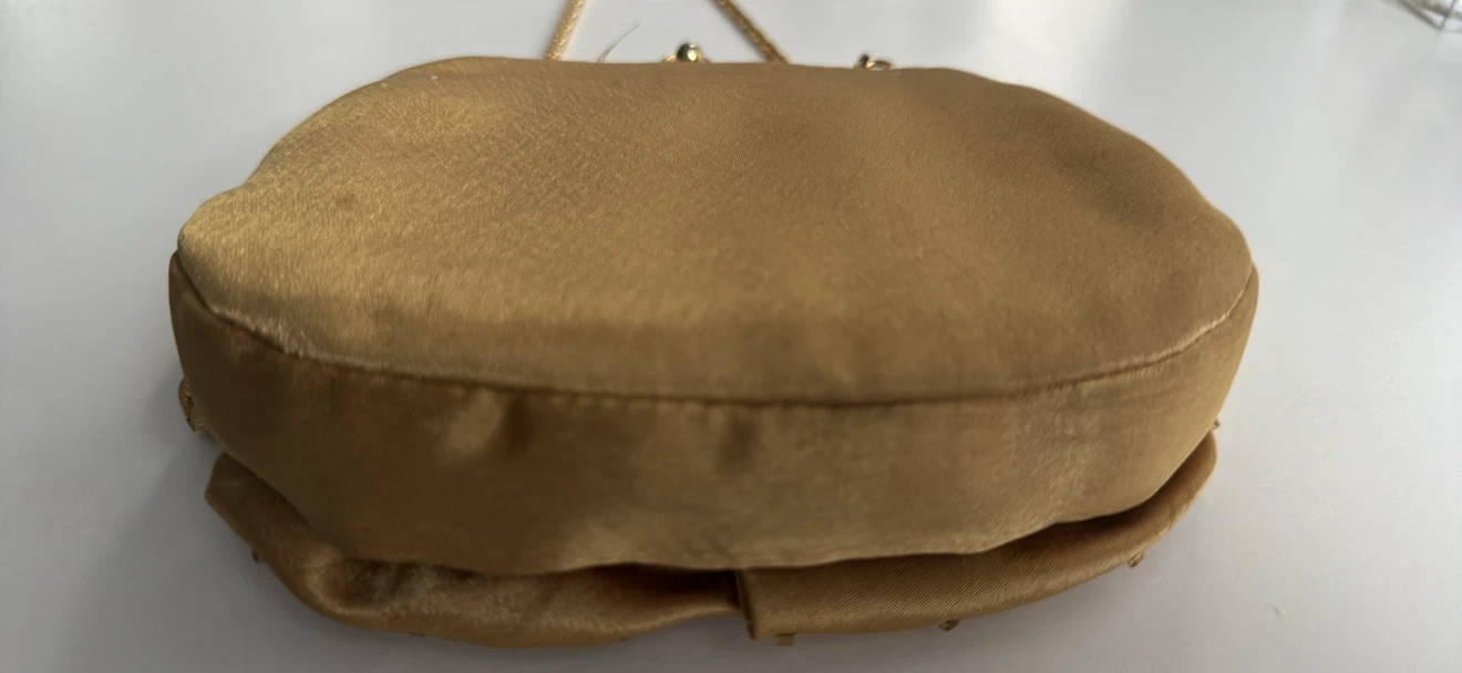 Gold Satin Evening Clutch with Chain Strap - photo 3