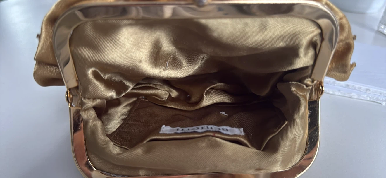 Gold Satin Evening Clutch with Chain Strap - photo 5