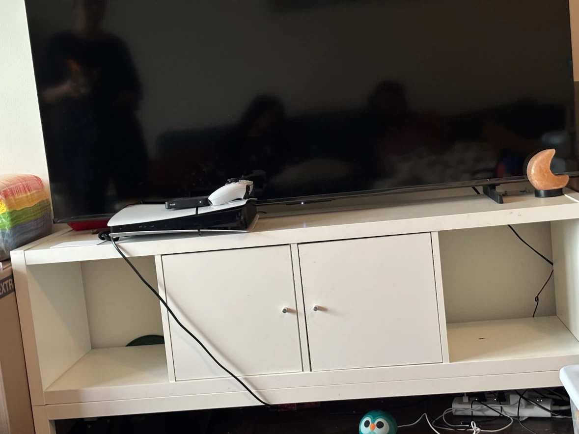 Modern White TV Stand / Media Console with Cabinet Storage (58")
