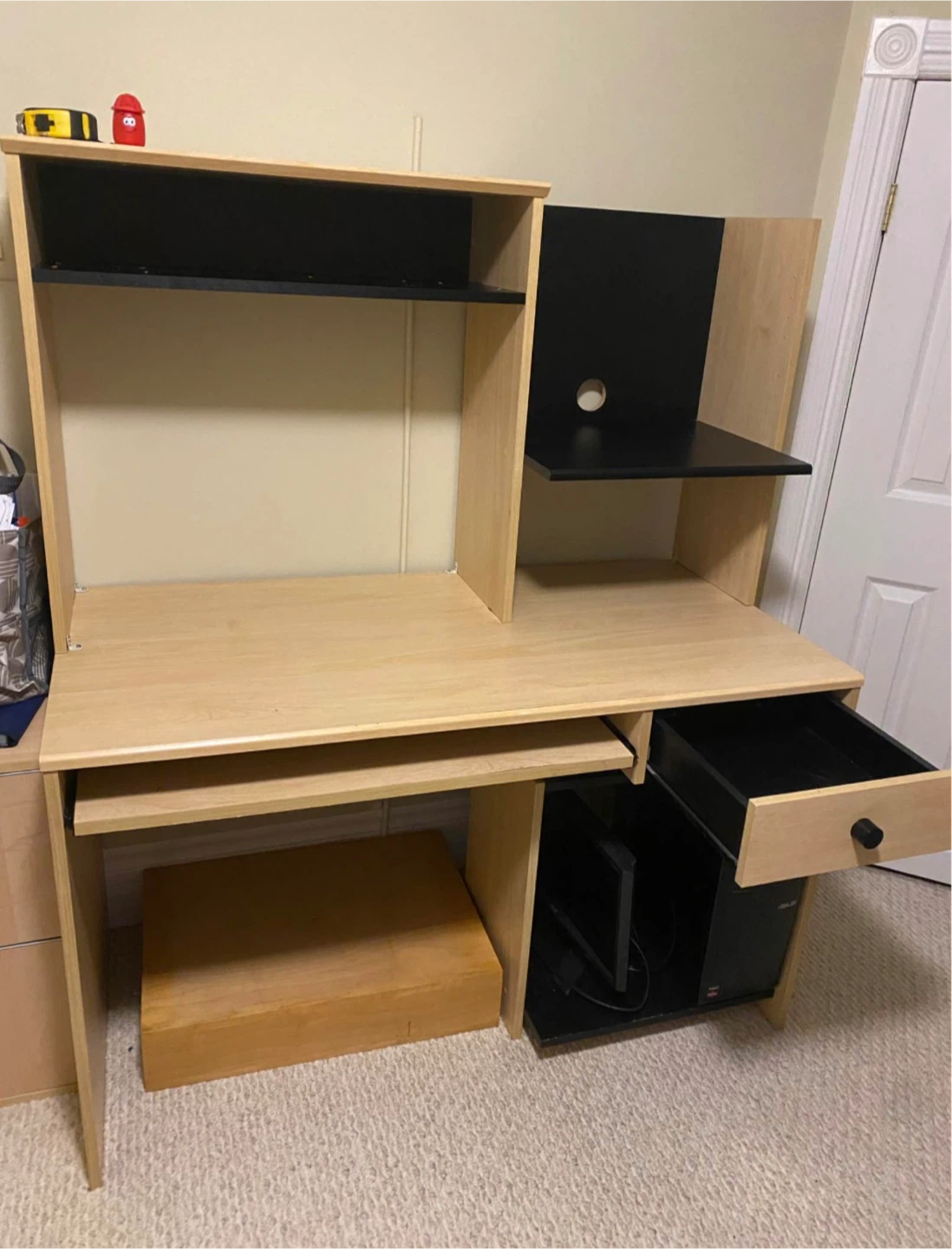 Computer Desk with Shelving and Drawer