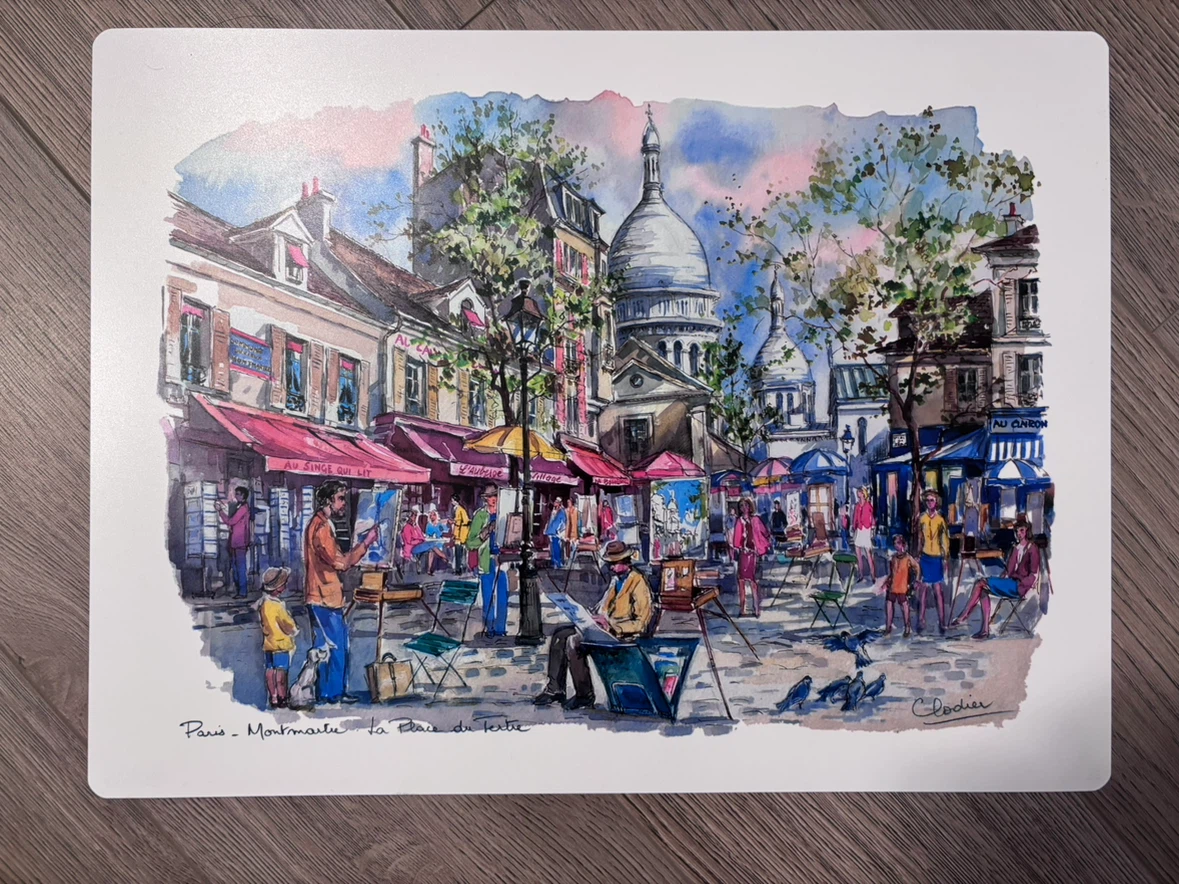 Paris Montmartre Art Placemat / Wall Art | 15.7 × 11.8 in
