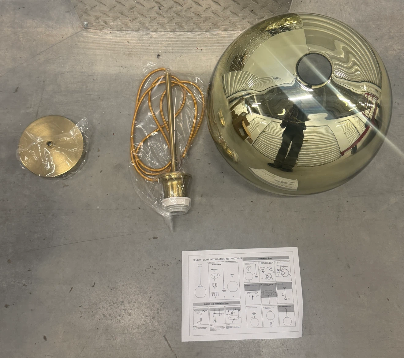 Modern Gold Mirrored Globe Pendant Light – New