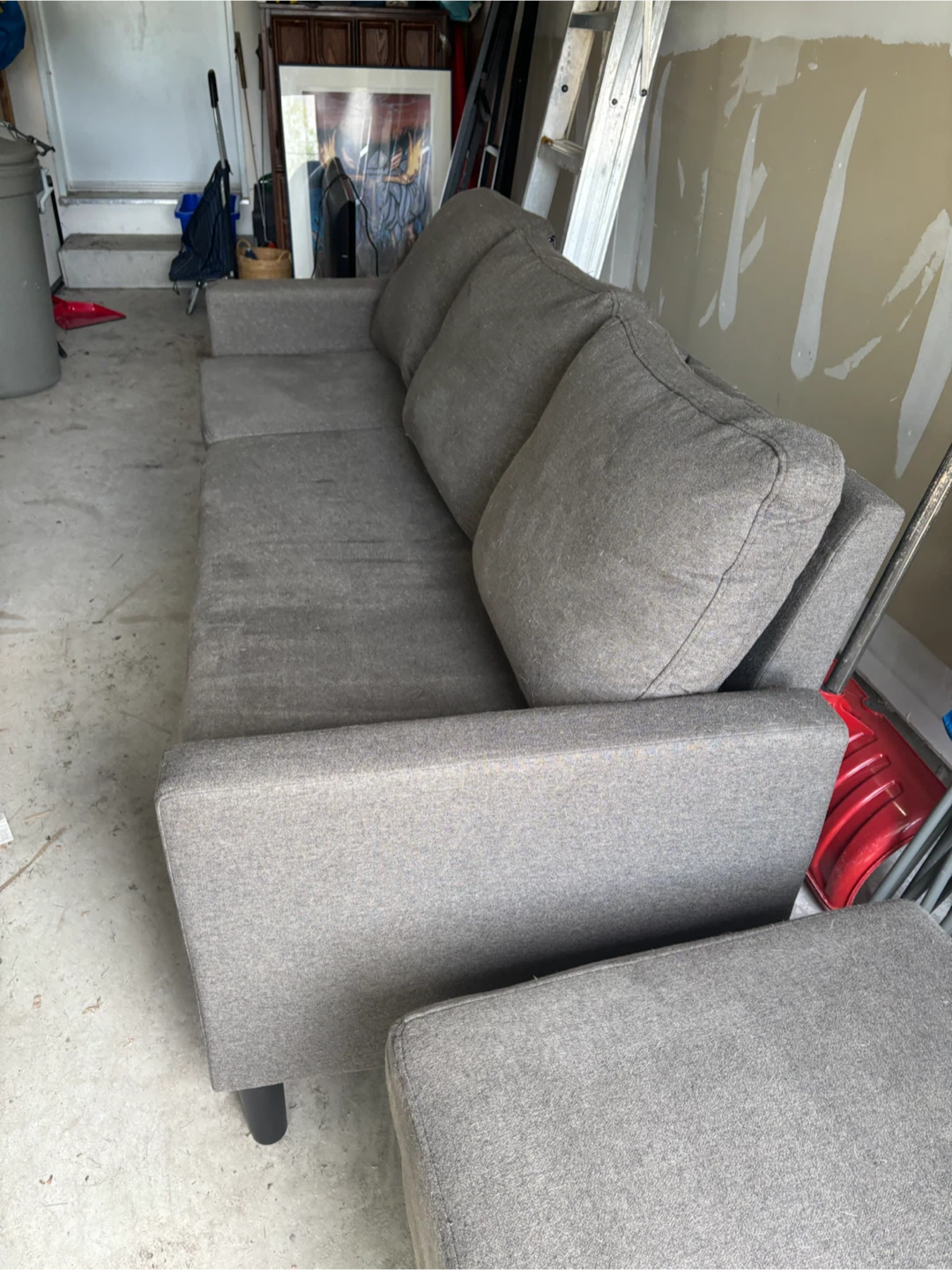 Grey condo size Sofa with Ottoman