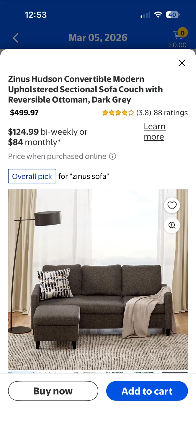 Grey condo size Sofa with Ottoman - photo 3