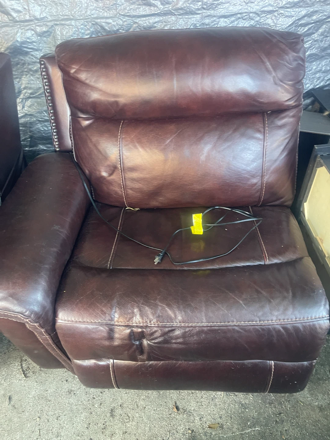 3 pieces set Brown Leather Recliner Chair