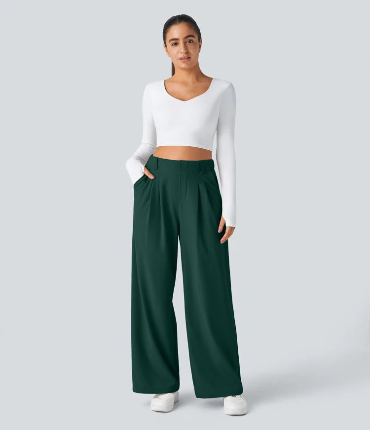 Halara Wide Leg Pants - Green - Size L Tall