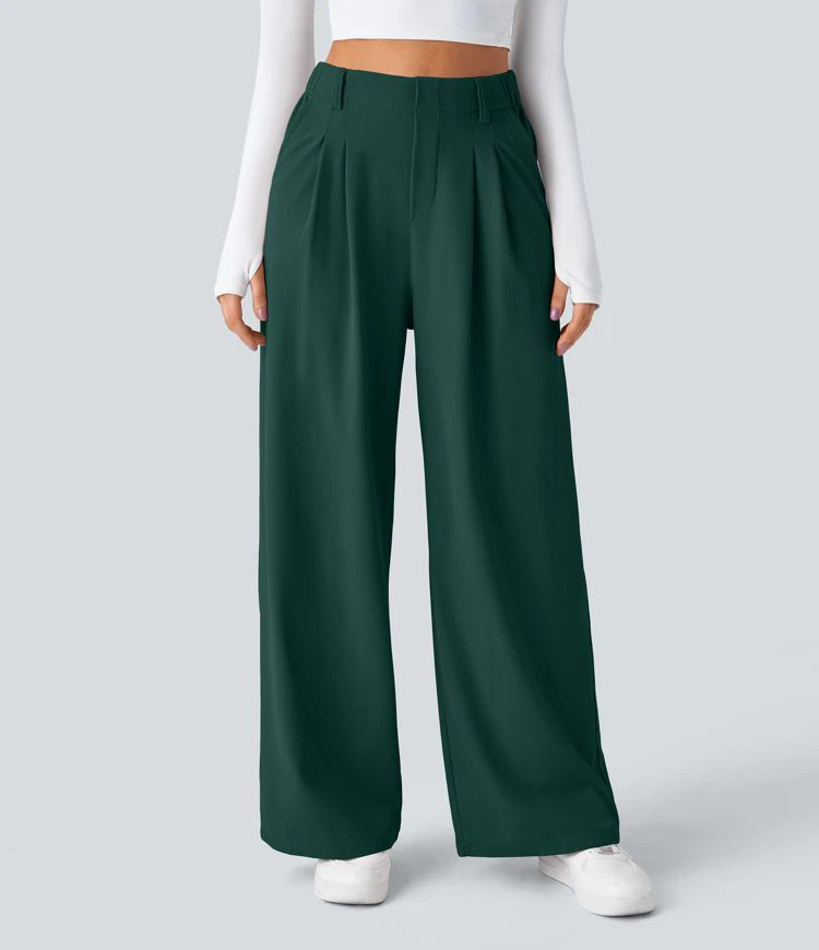 Halara Wide Leg Pants - Green - Size L Tall - photo 2