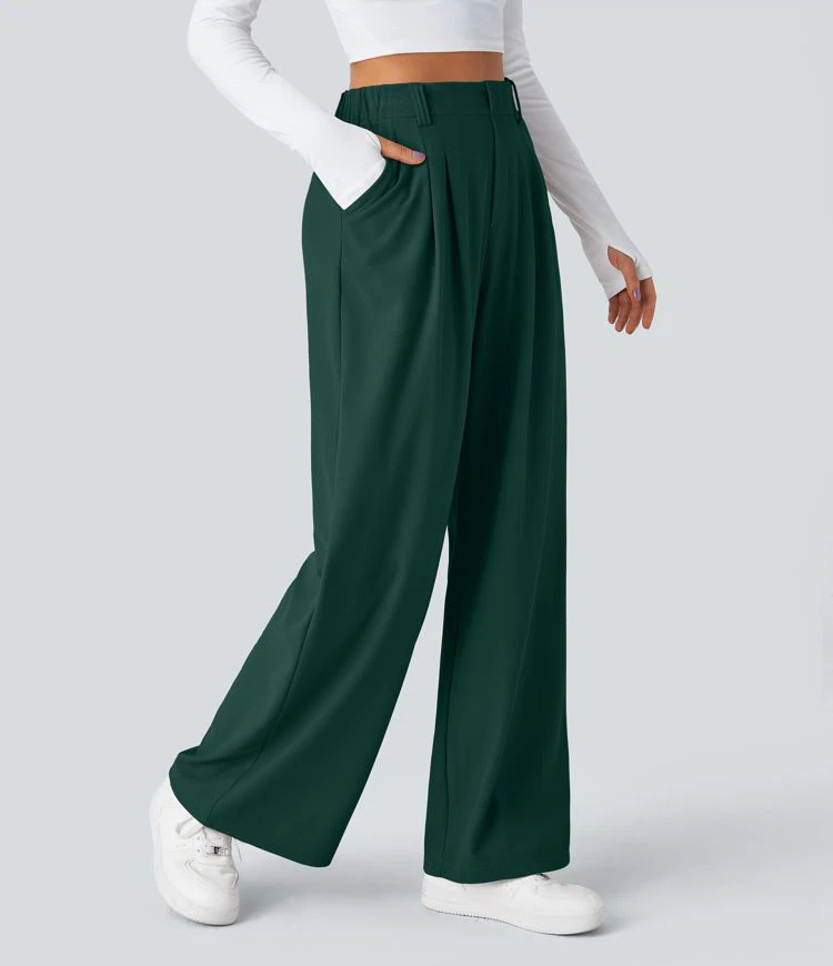Halara Wide Leg Pants - Green - Size L Tall - photo 5