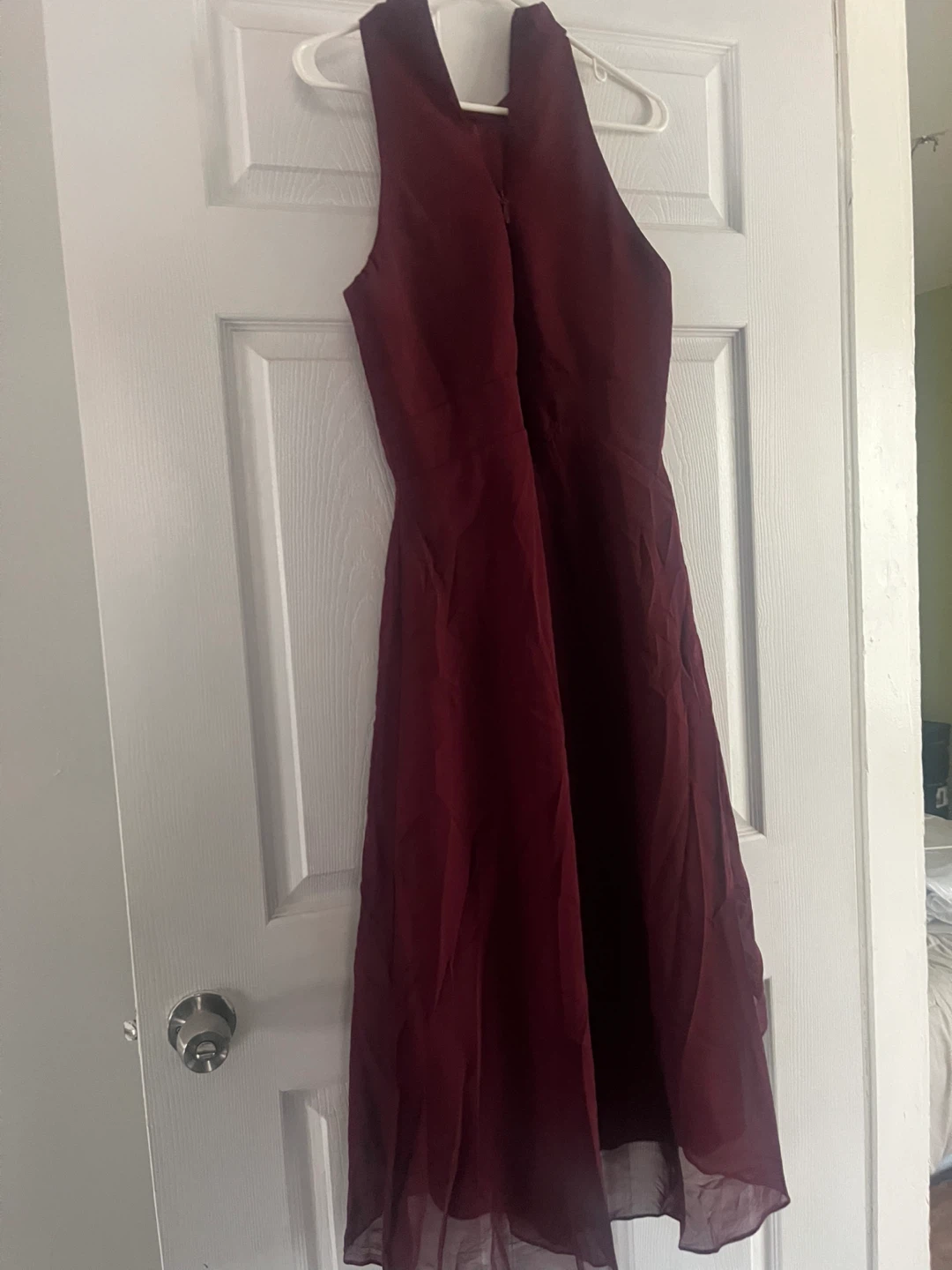 Maroon Halter Neck Ruffle Dress - photo 2