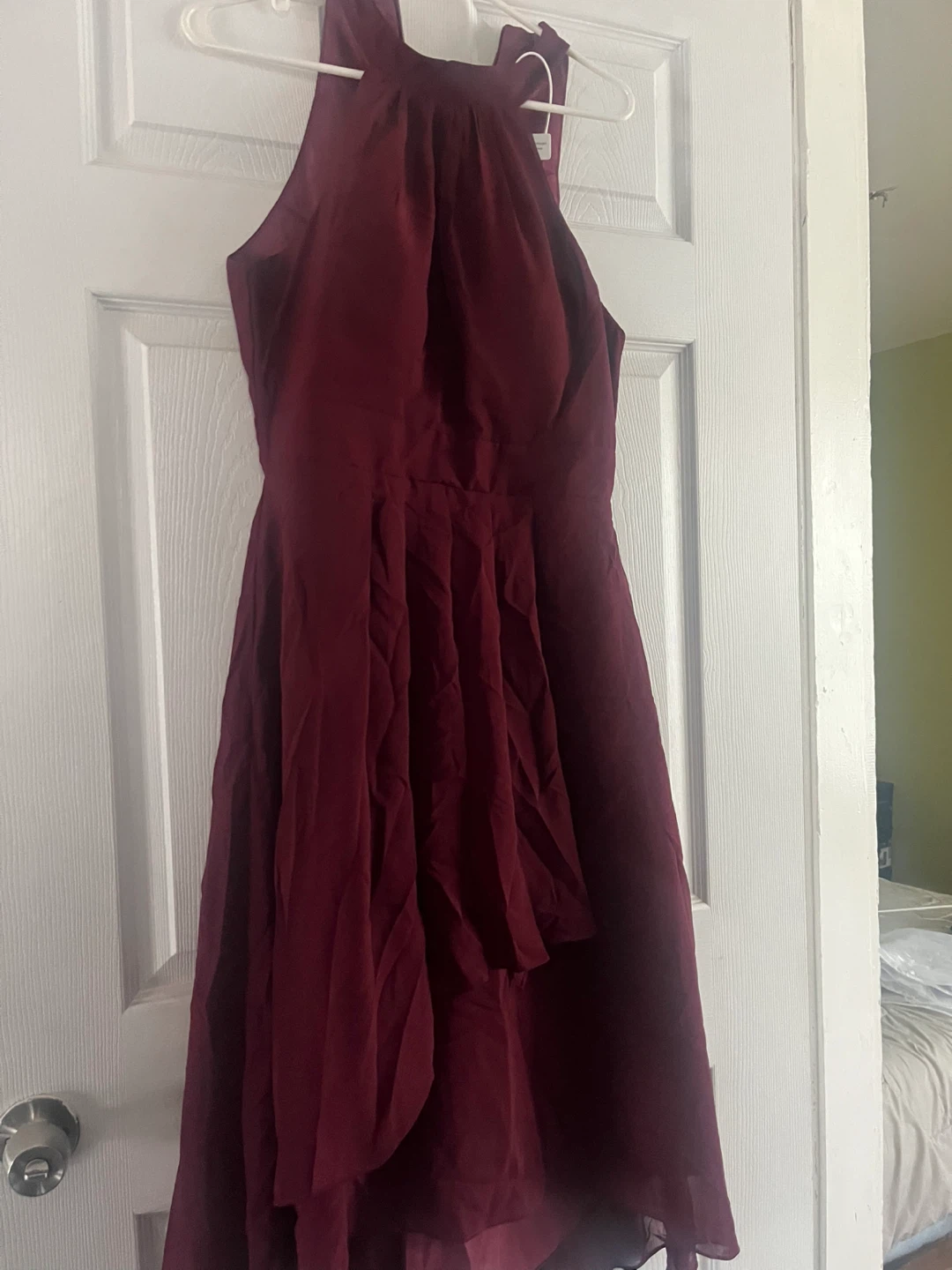Maroon Halter Neck Ruffle Dress - photo 4