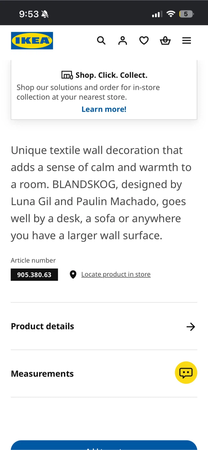 IKEA BLANDSKOG Hanging Tapestry - Beige/Black 70x70 cm - photo 2