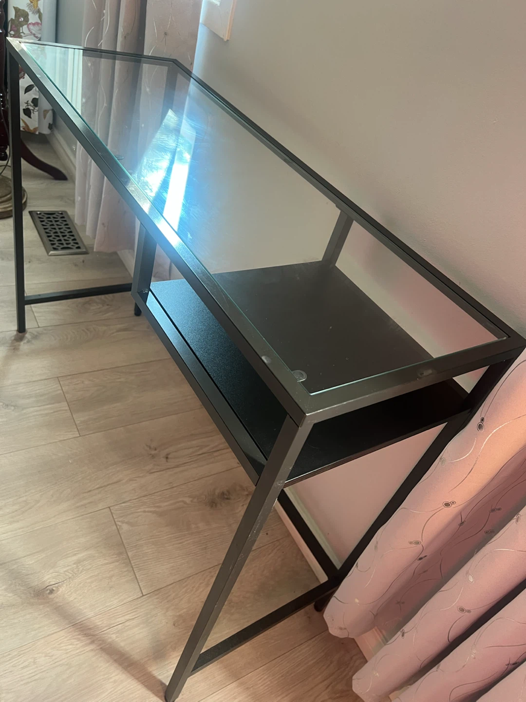 Glass Top Desk with Black Metal Frame - photo 4