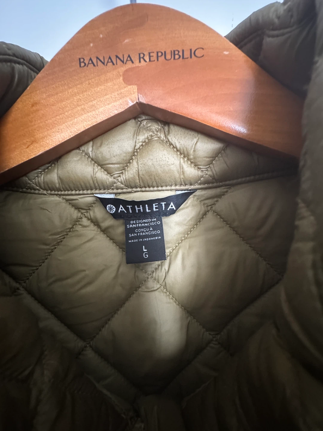 Athleta Quilted Puffer Vest Olive Green Size L - photo 4