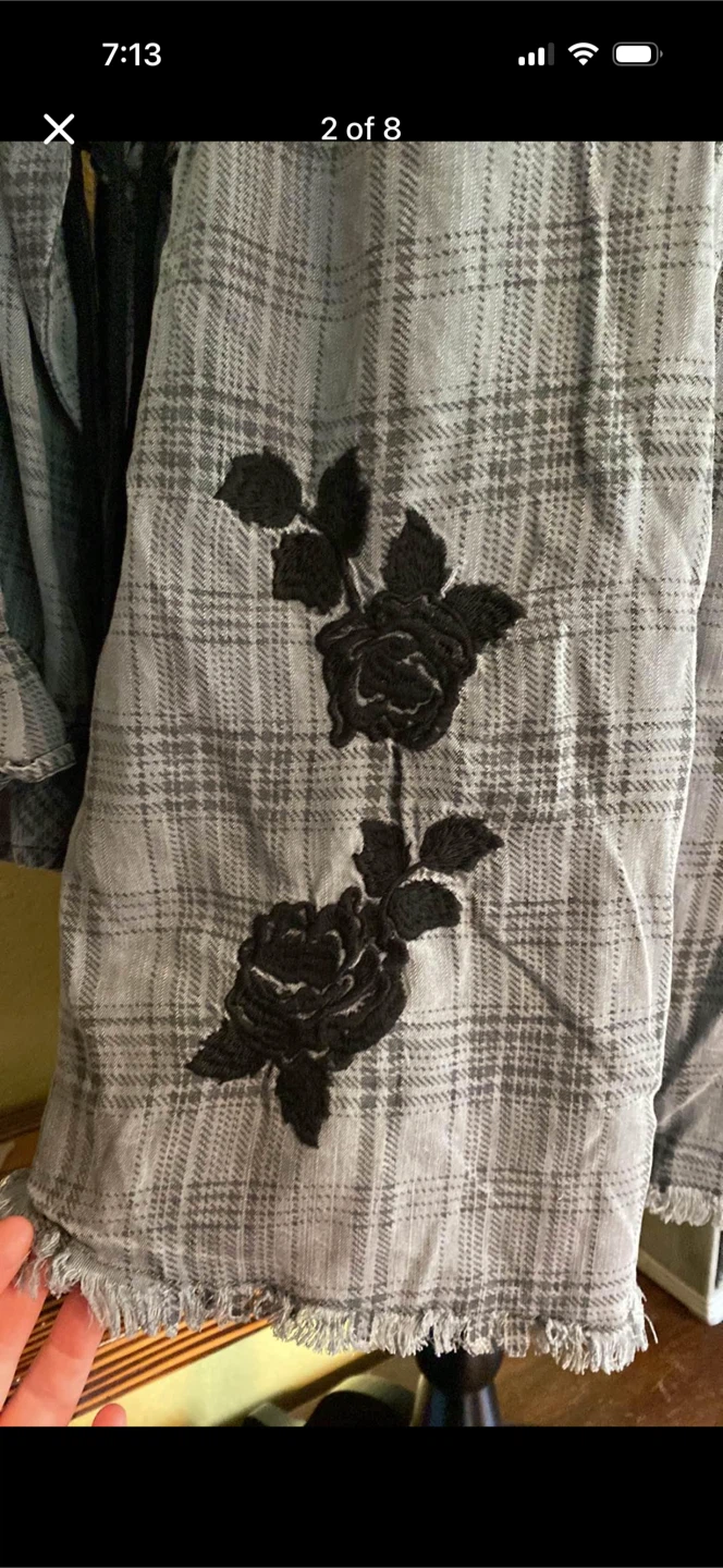 Standard Grace oversized Embroidered Floral Plaid Shirt - photo 2
