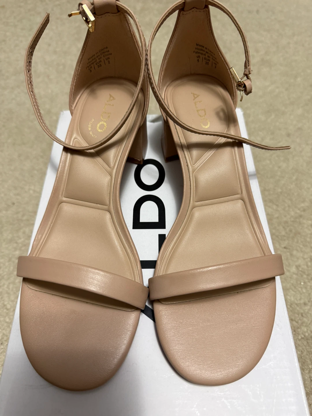 ALDO Nude Block Heel Sandals Size 5