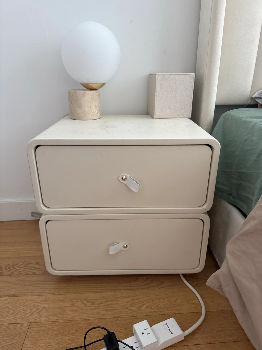 Bedside Table  Leather finish - super deep drawers.