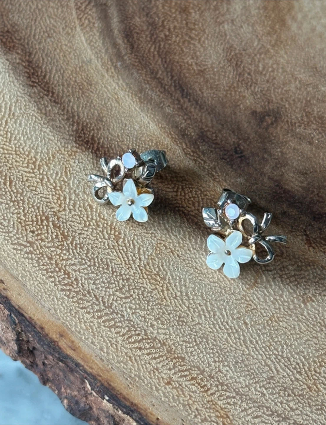 Flower and Bow Stud Earrings