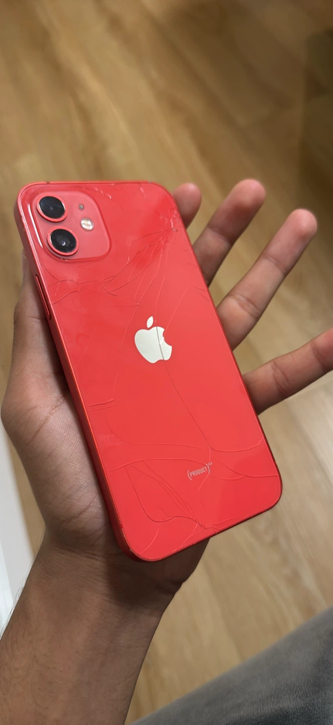 Red iPhone 12 - Cracked Back