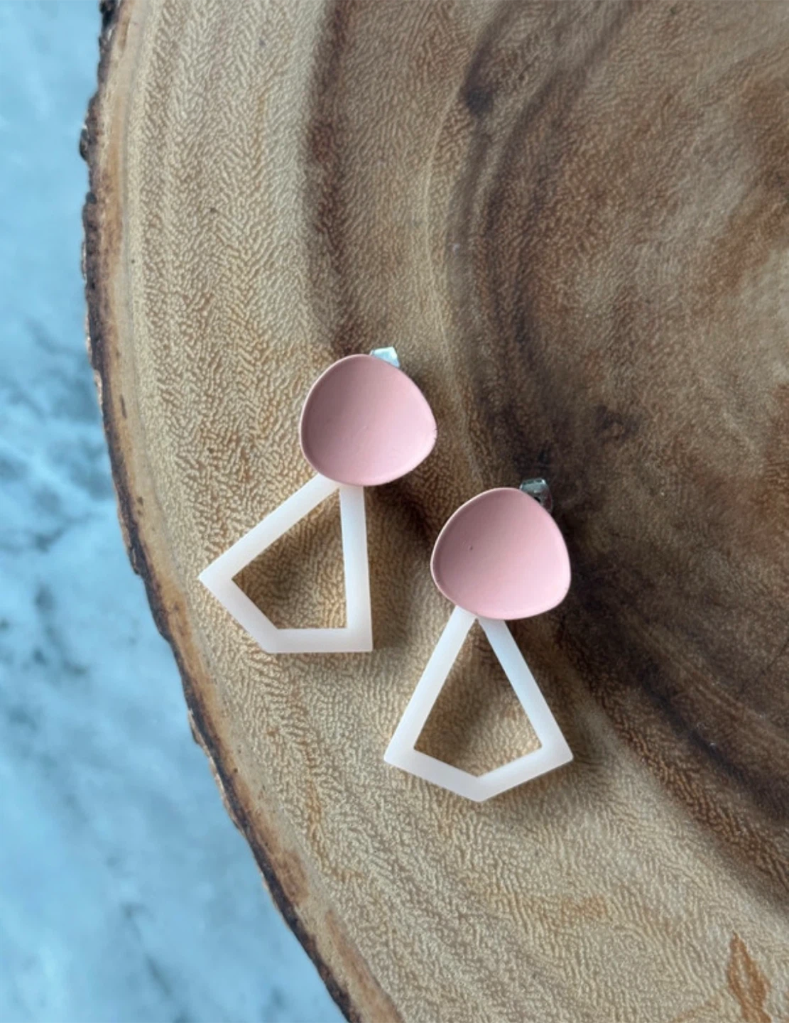 Pink Geometric Dangle Earrings