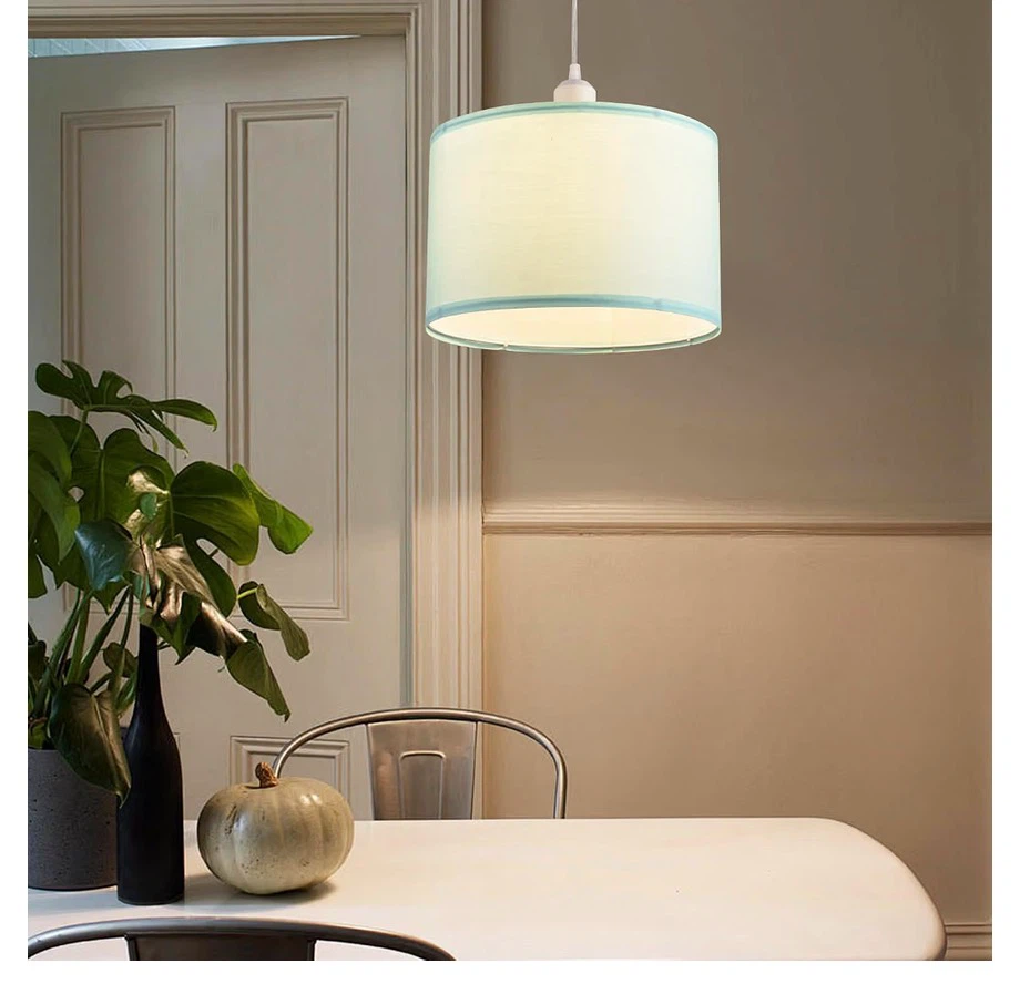2 Pack Plug-in Pendant Lights Blue Fabric Shade - photo 5