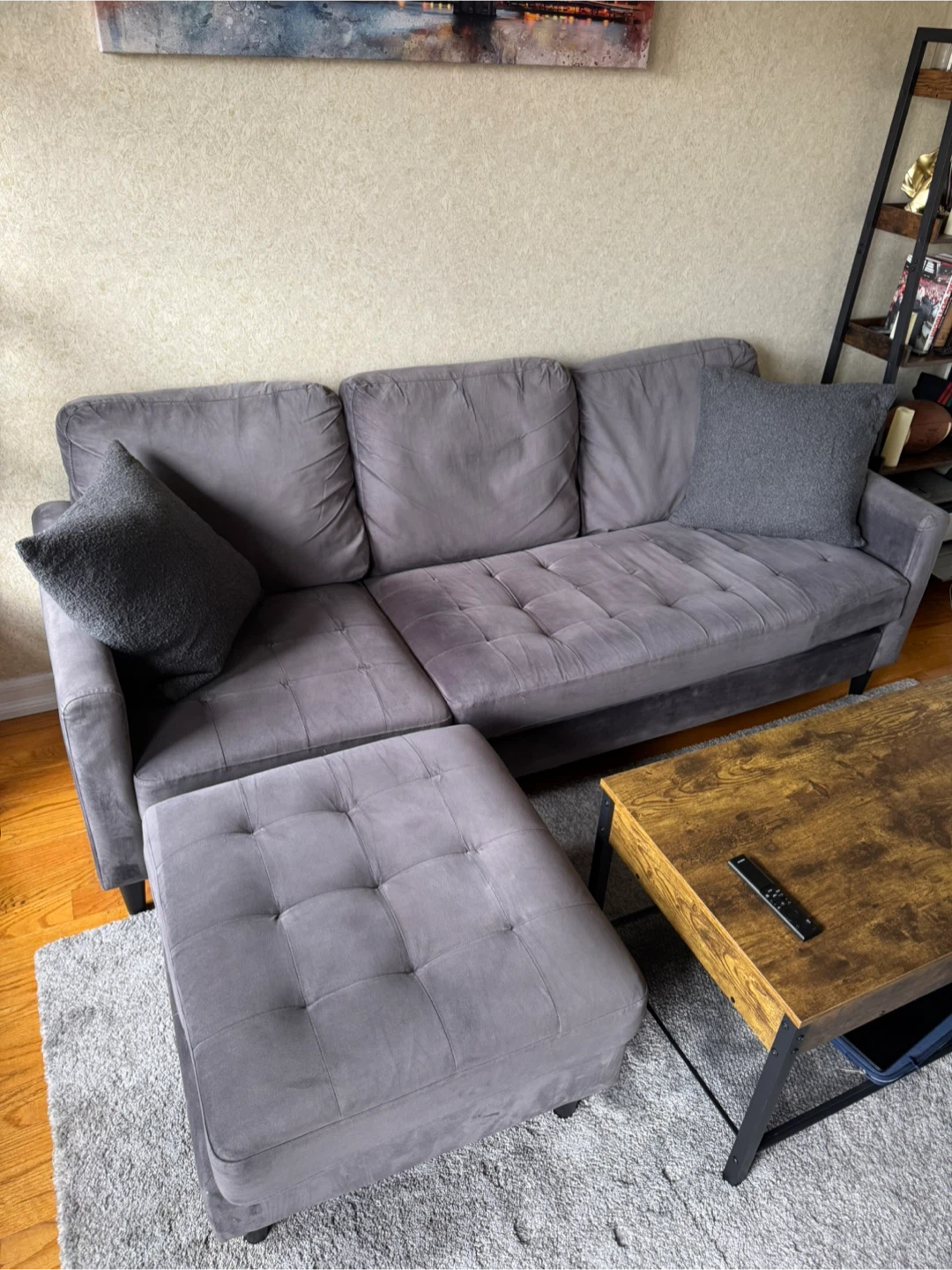Gray Sectional Sofa with Ottoman - photo 2