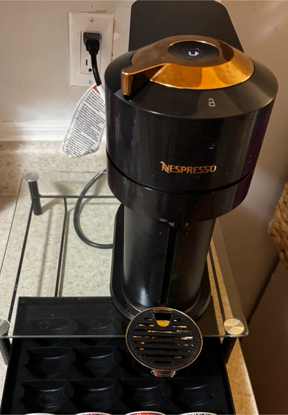 Nespresso VertuoPlus Coffee Machine with pod tray