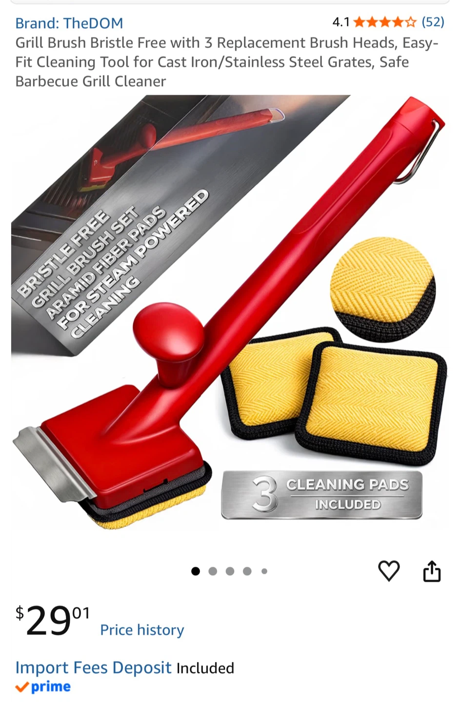 TheDOM Grill Brush and Scraper with 3 Replacement Pads - photo 4
