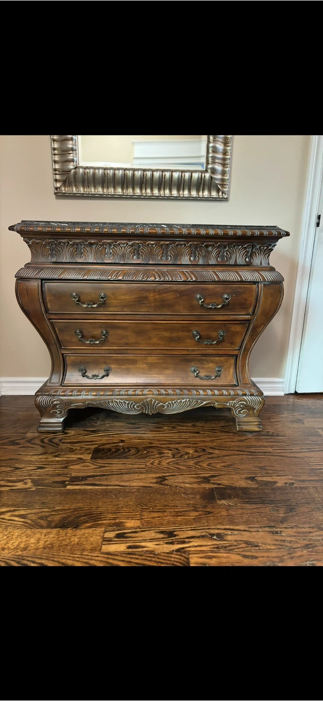Ornate Wooden Dresser with 3 Drawers