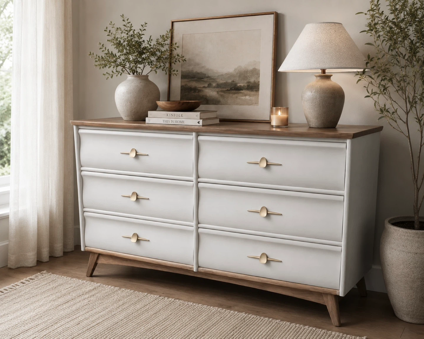 Knechtel Solid Wood 6-Drawer Dresser | Refinished - photo 2
