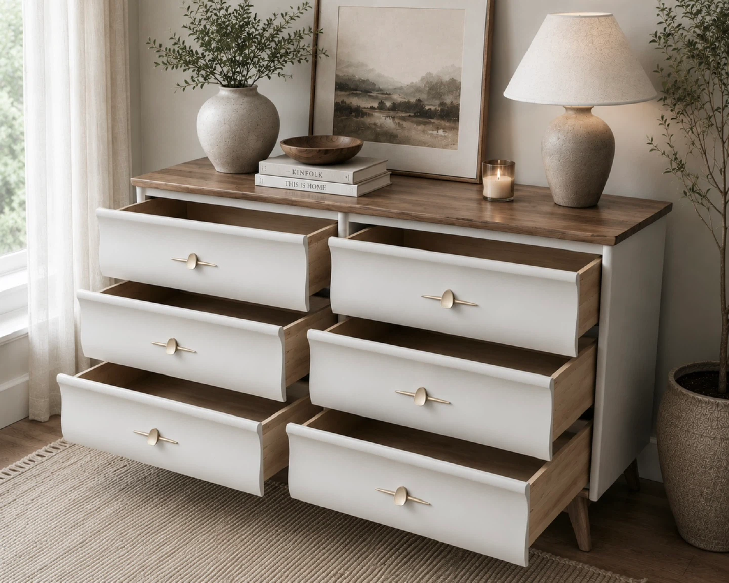 Knechtel Solid Wood 6-Drawer Dresser | Refinished - photo 3