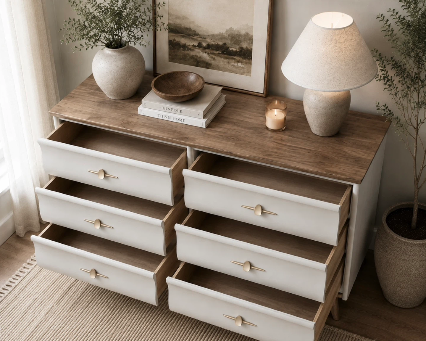 Knechtel Solid Wood 6-Drawer Dresser | Refinished - photo 4