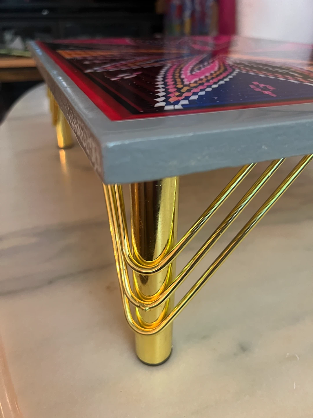 Habesha design simple Decorative rocoboth Tray with Gold Legs - photo 4