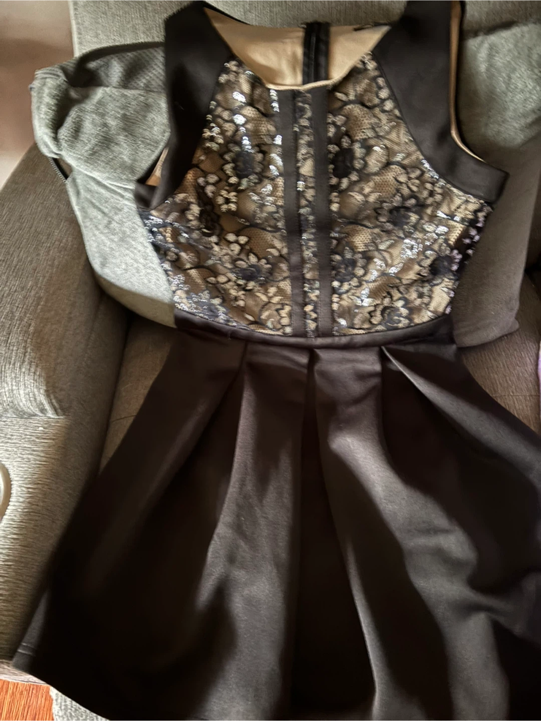 Youth Black & Silver Lace Detail Dress
