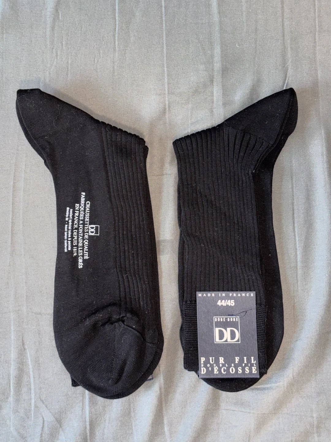 Dore Dore Black "Pur Fil Double D'Ecosse" Socks Size 44/45