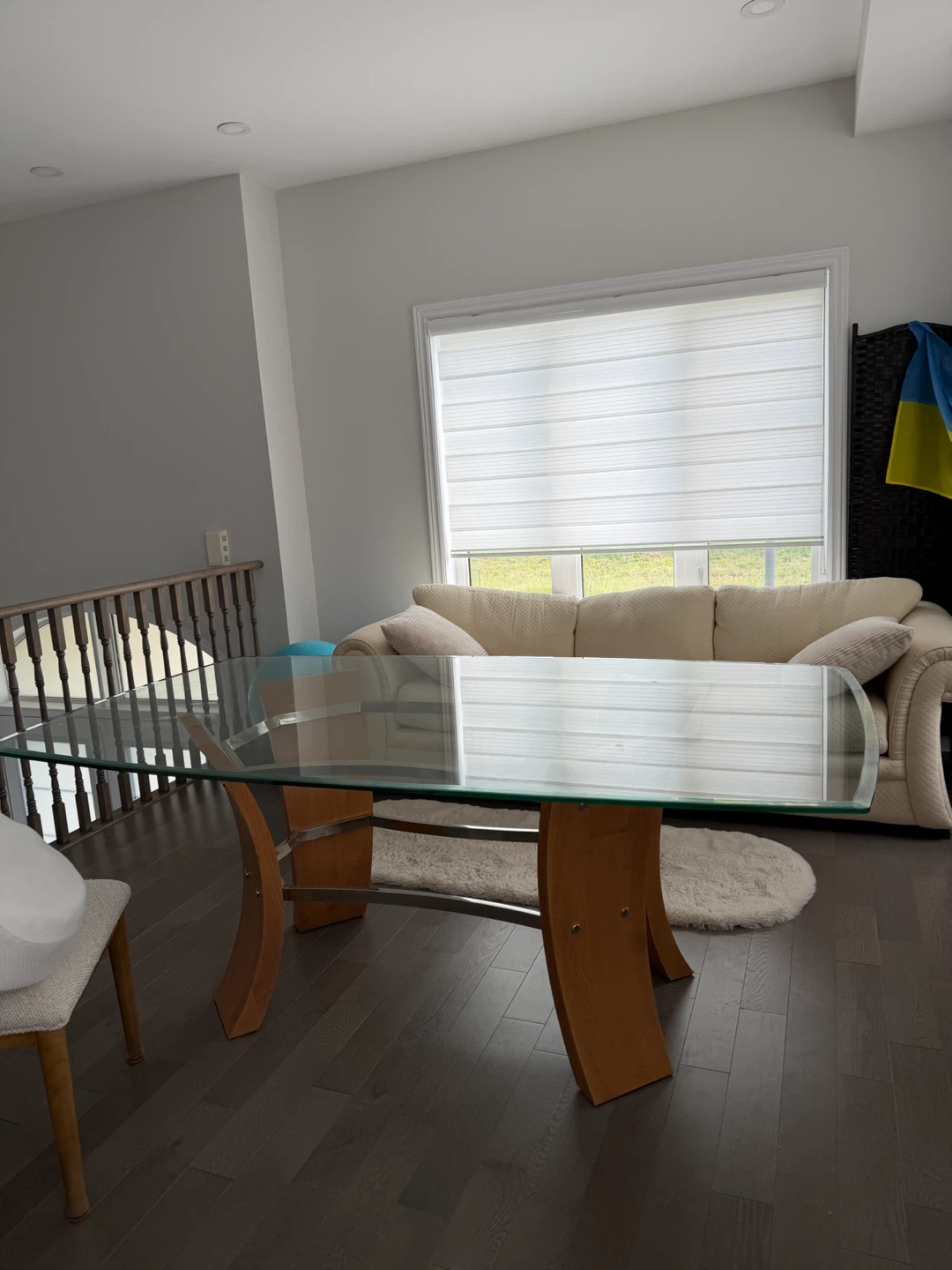 Glass Top Dining Table with Wood and Chrome Base - photo 5