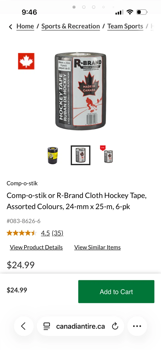 R-Brand Cloth Hockey Tape - 24mm x 25m, 6 Rolls - photo 3