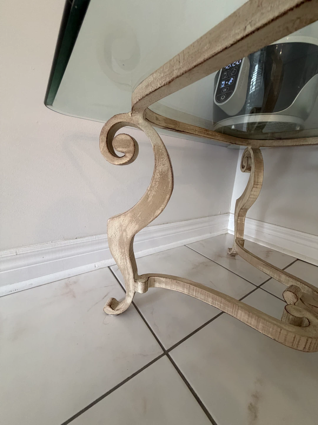 Vintage Ornate Scroll Glass Top Coffee Table - photo 4