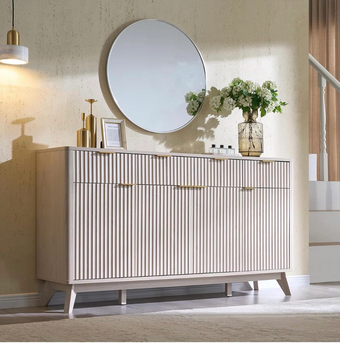 White Alder Credenza w/Chic Gold Metal Handles - photo 4
