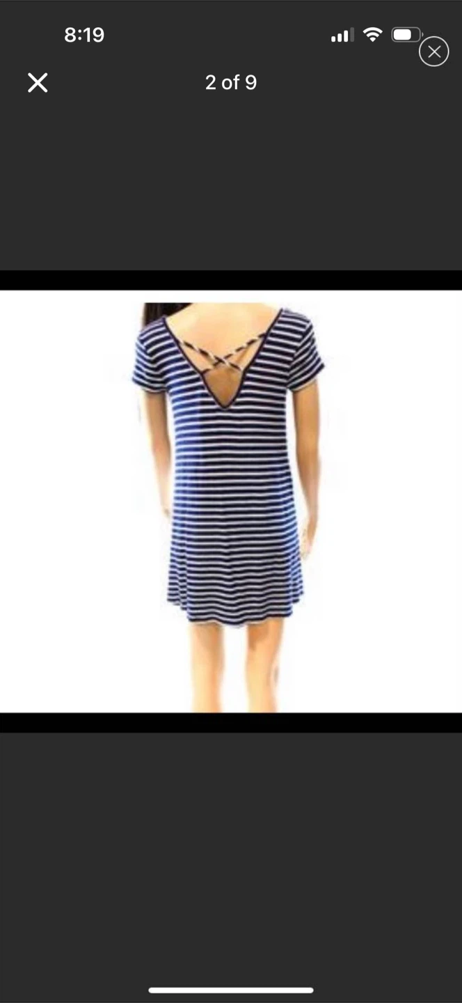 Lush new small navy blue striped dress - photo 2