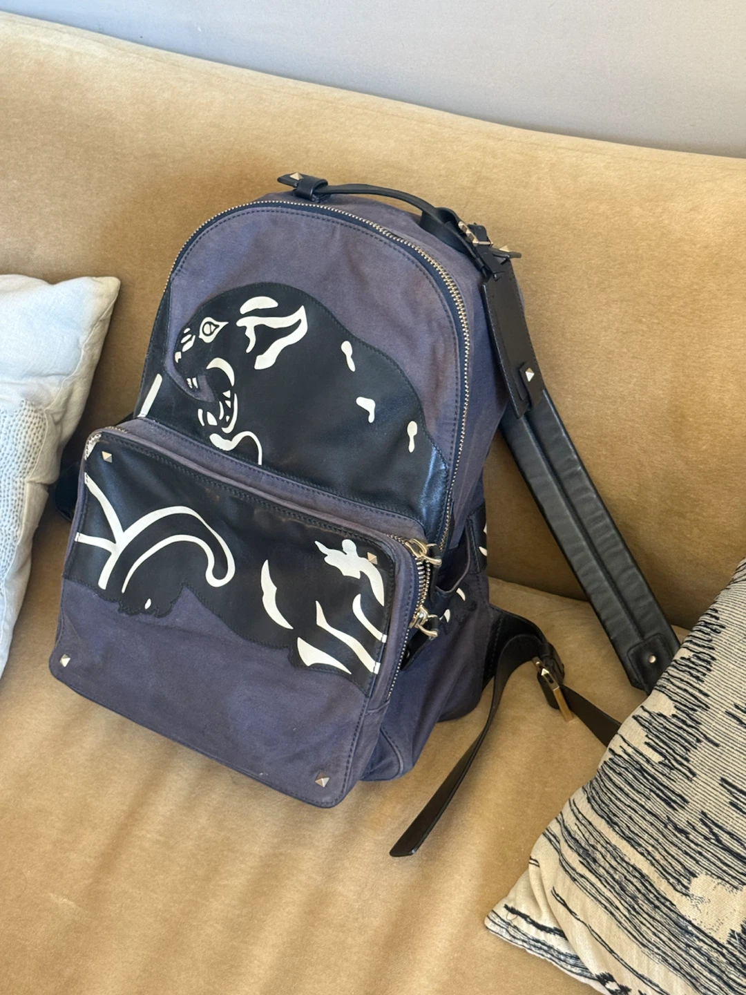 Valentino Navy Blue Panther Backpack